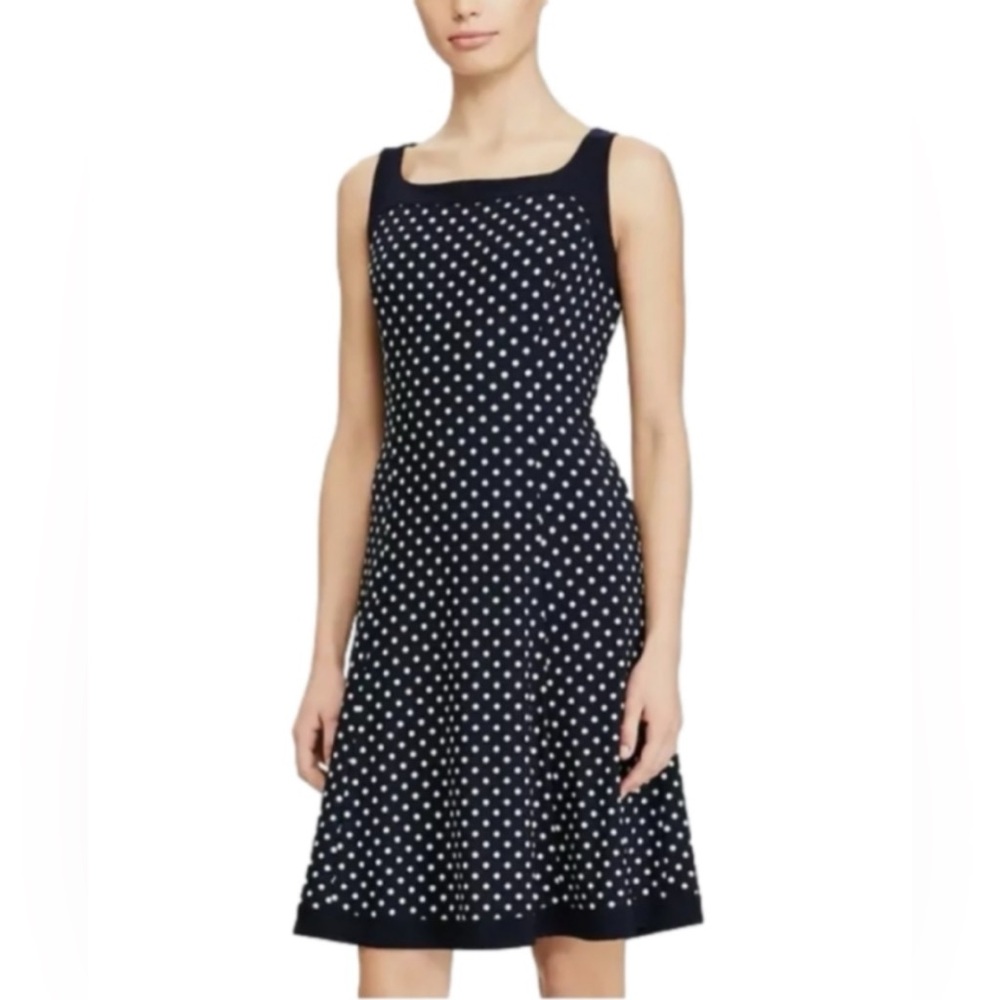 Chaps Women's Navy Blue with White polka dots  SIZE L
